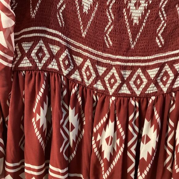 Sachin & Babi Lola Dress Crimson Red Aztec Border Print Cocktail Evening Party - Picture 13 of 14